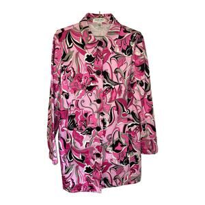 Judith Hart Pink Floral Print Blazer Jacket Size 8 Retro 90s Y2K Cotton Blend